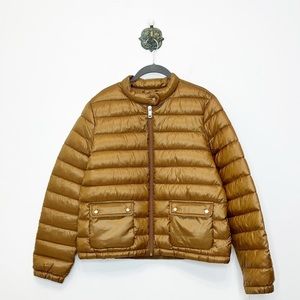 Calvin Klein Brown Sorona Aura Moto Puffer Jacket Coat Full Zip Women Large NWT